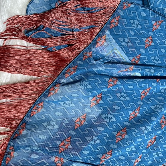 #0229 NWT LuLaRoe Blue & Orange Aztec Kimono w/ Bottom Fringe-S - Picture 6 of 7